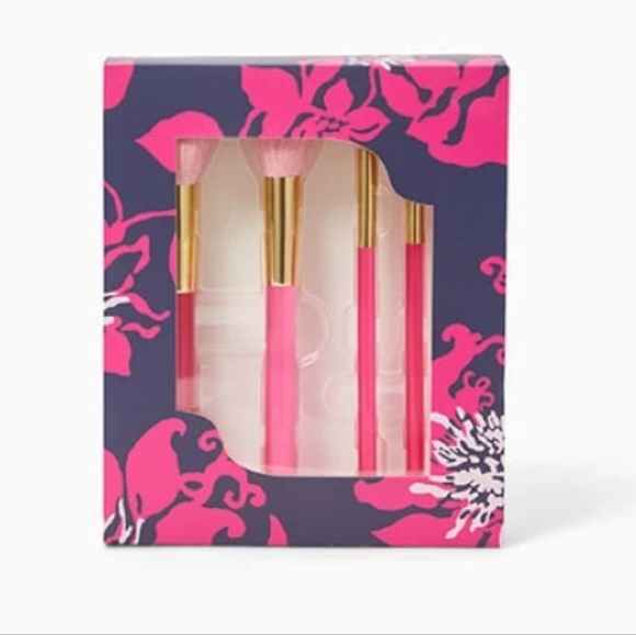 Lilly Pulitzer Travel Mirror w/Pouch And Makeup Brush Set - Picture 4 of 4